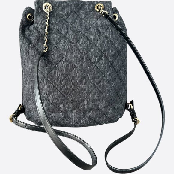 Chanel Dark Grey Denim Quilted Flap Backpack - Picture 3 of 7
